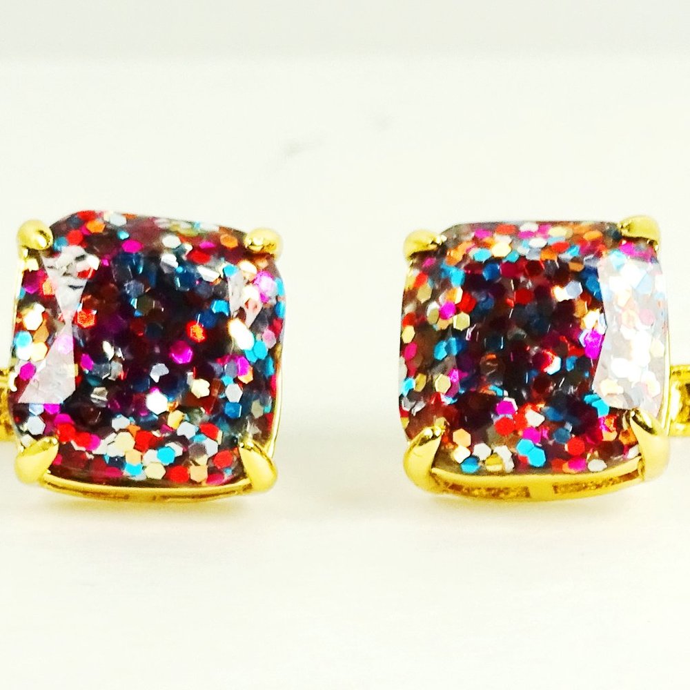 KATE SPADE Yellow Gold Plated Multi-Color Glitter Dangle Earrings
